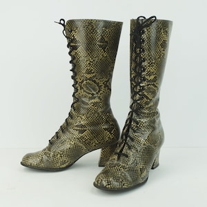 60s 70s true vintage salamander BOOTS lace-up boots snake pattern women's boots mod gogo US 7 UK 4.5 image 7