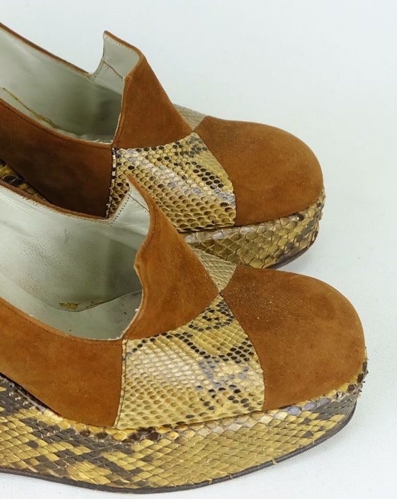 early 70's true vintage PLATFORM SHOES snake skin… - image 7