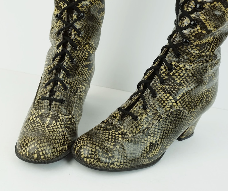 60s 70s true vintage salamander BOOTS lace-up boots snake pattern women's boots mod gogo US 7 UK 4.5 image 4