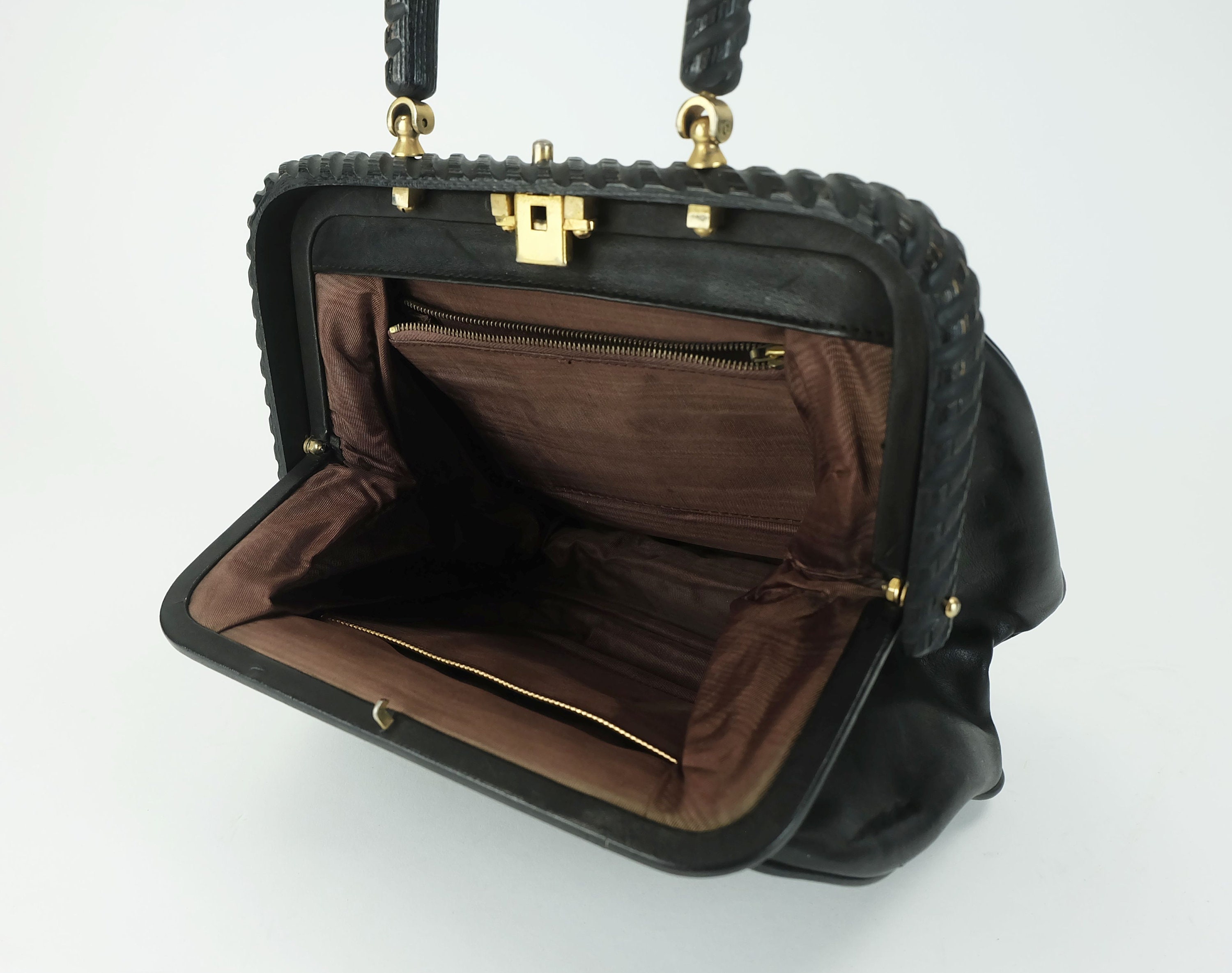 値下げ) 60年代ヴィンテージスタッズレザーバッグ 60年代