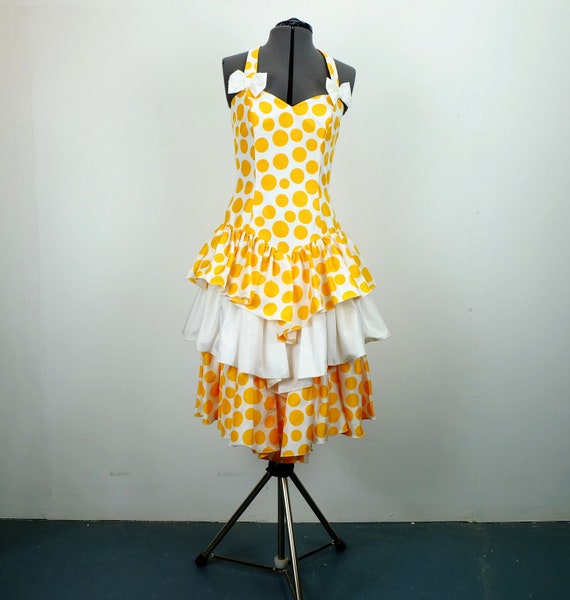 1980s vera mont PARTY DRESS polka dots size S pol… - image 1