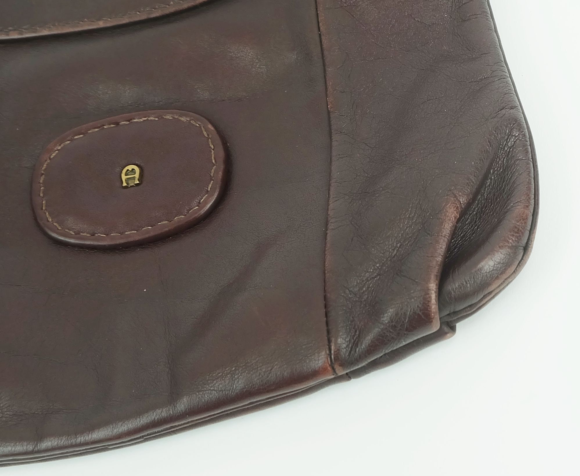 1980s 90s Vintage Aigner SHOULDER BAG Cross Body Bag Reddish Brown