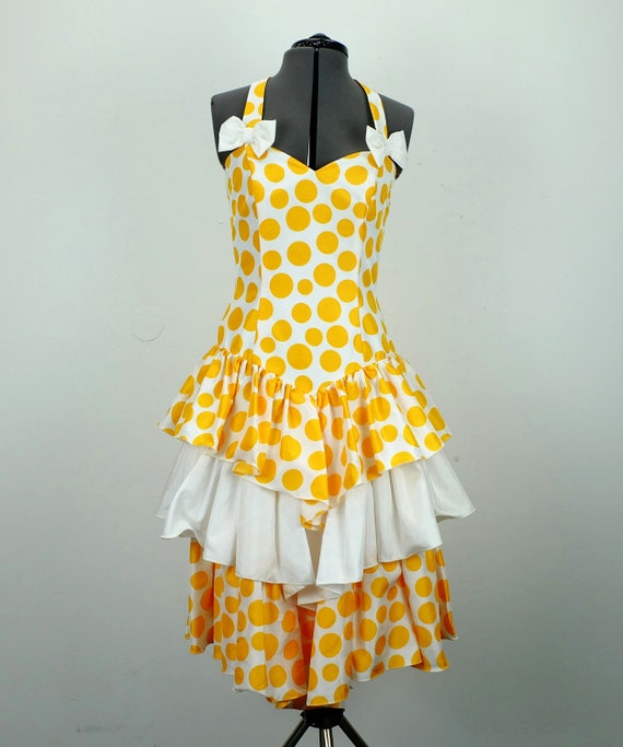 1980s vera mont PARTY DRESS polka dots size S pol… - image 3