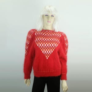 true vintage 1980s SWEATER fluffy angora sweater angora wool silk metal size M