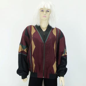 vintage JACKET blouson 80s silk multicolored bomber jacket silk blouson summer jacket size L