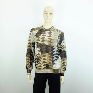 vintage missoni sport PULLOVER unisex patchwork muster gr. M 80er/90er jahre