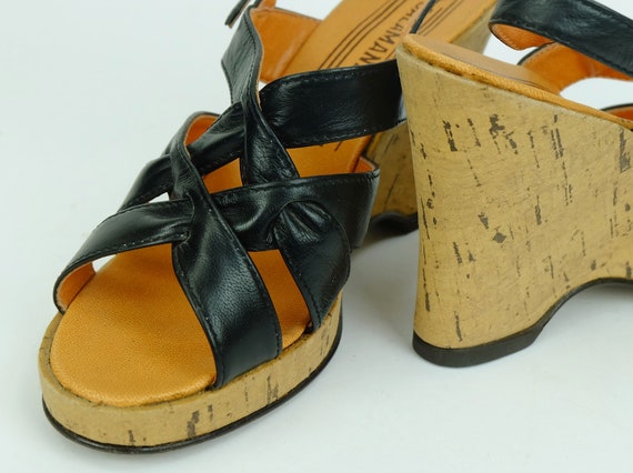 true vintage 1970s salamander PLATFORM SANDALS we… - image 4