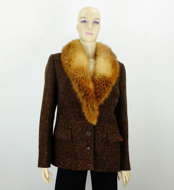 fantastic 1960s true vintage tweed JACKET with la… - image 6