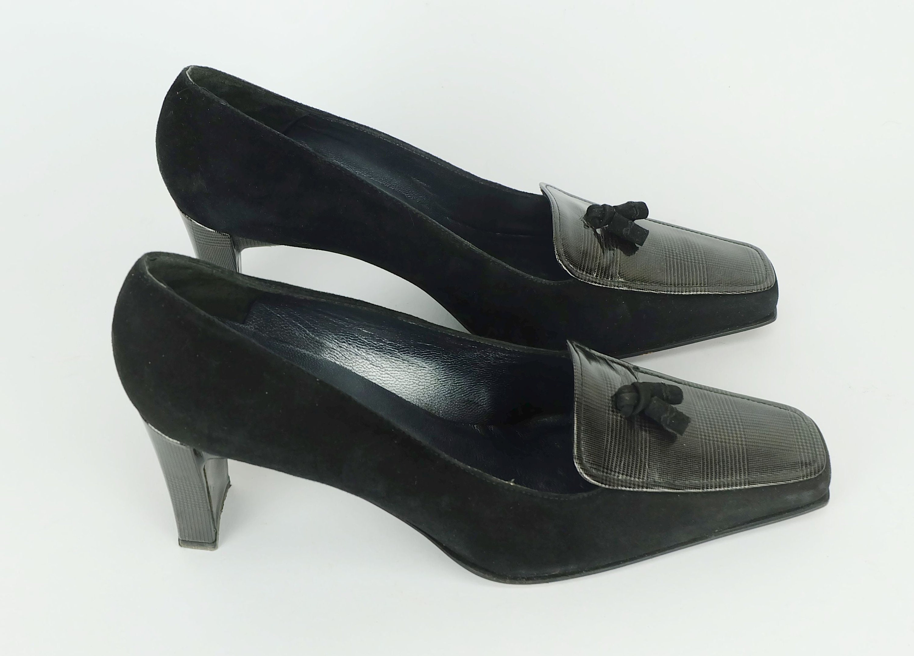 Escarpins Stuart Weitzman Vintage En Satin Noir - Taille 40, Talon Haut, Perles, Portés 2 Fois