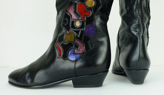 mima venezia 80s 90s vintage BOOTS black leather … - image 6