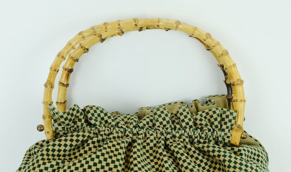large 1950s HANDBAG pouch tote vintage arched bam… - image 2