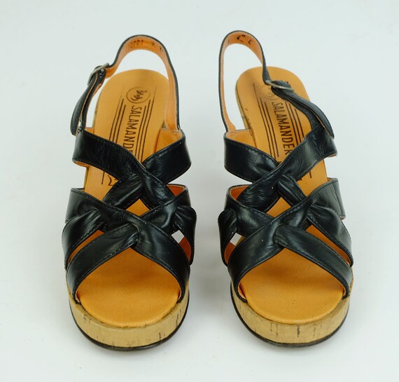 true vintage 1970s salamander PLATFORM SANDALS we… - image 3