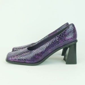 vintage limelight PUMPS block heel purple leather 90s size 40 made in italy unworn