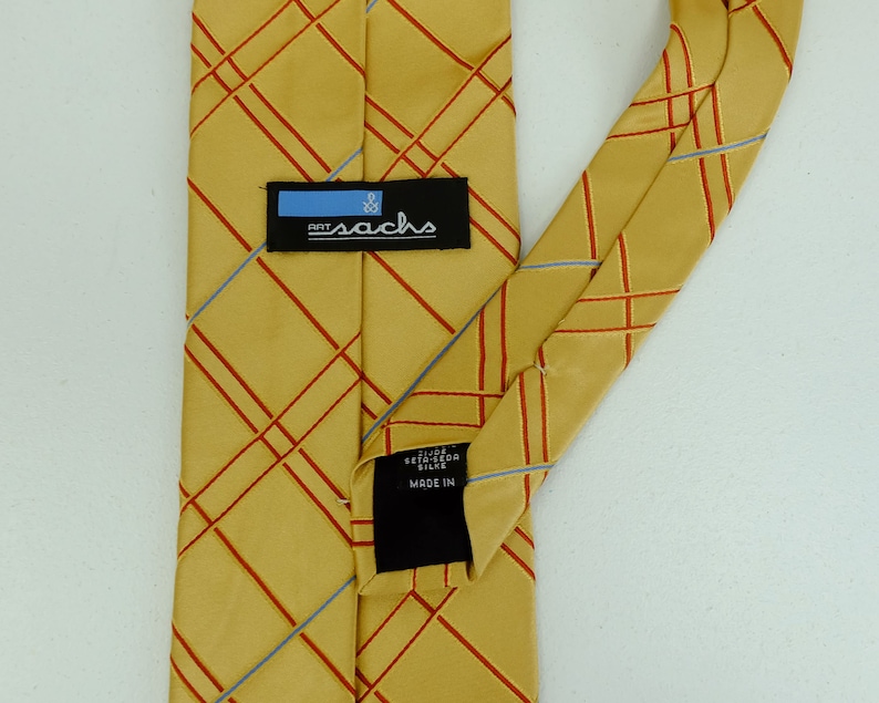 5 vintage silk TIES different shades of yellow orange and beige different patterns silk tie