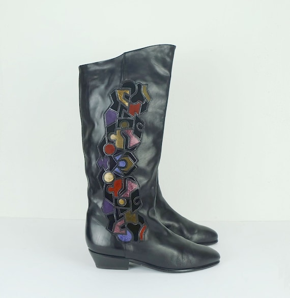 mima venezia 80s 90s vintage BOOTS black leather … - image 7