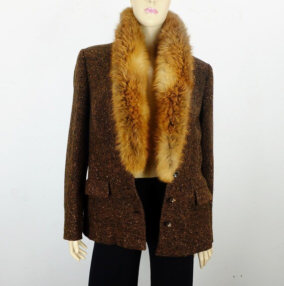 fantastic 1960s true vintage tweed JACKET with la… - image 9