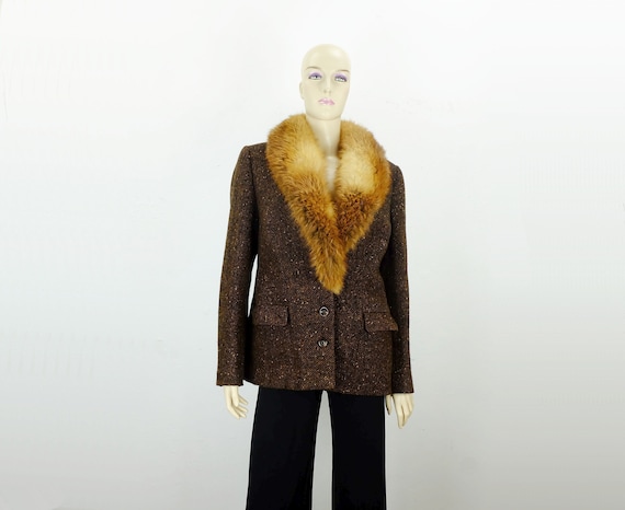 fantastic 1960s true vintage tweed JACKET with la… - image 1