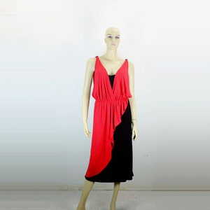 1980s two-layered red and blackDRESS leva france size S
