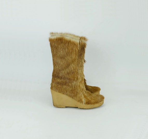 authentic 1960s 70s vintage women's BOOTS fur boot