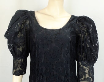 80s cocktail dress black lace Höpfner Jeunesse Party Dress Size S