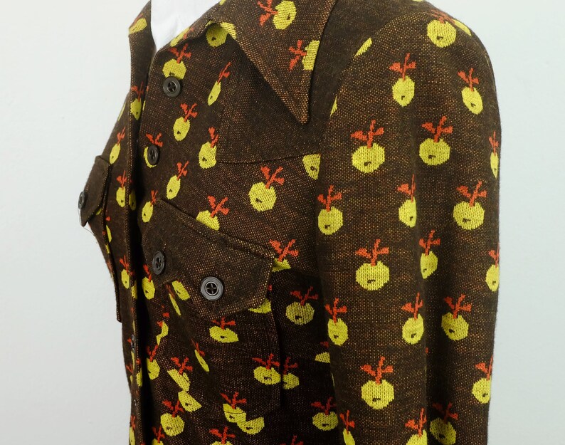 vintage 1970s women/'s BLOUSE apple pattern size 36 US 8 UK 10