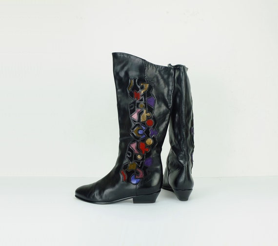 mima venezia 80s 90s vintage BOOTS black leather … - image 1