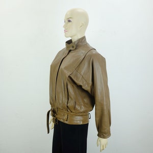 80s véritable vintage LEATHER JACKET marron manches chauve-souris taille M veste en cuir