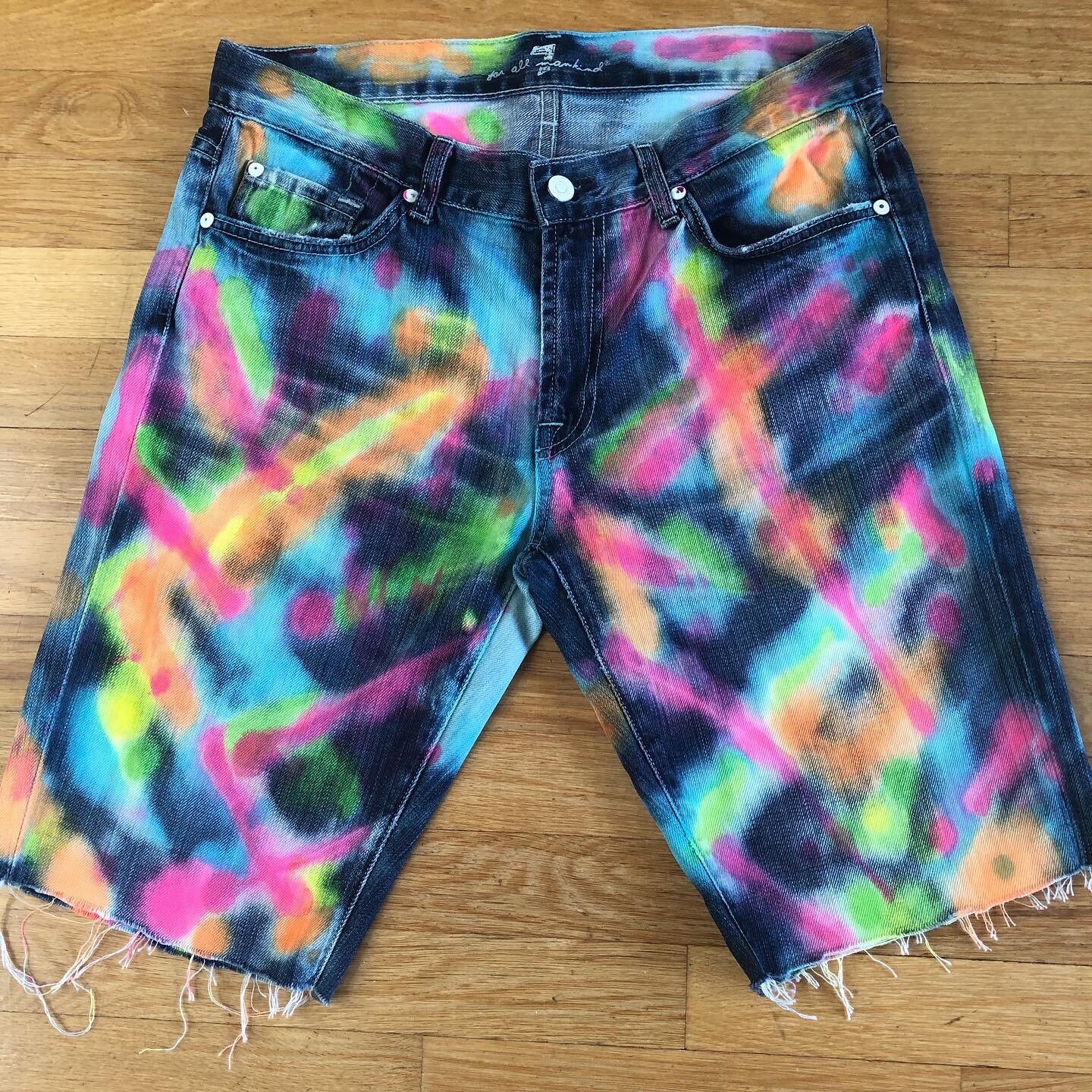 Neon denim shorts deals
