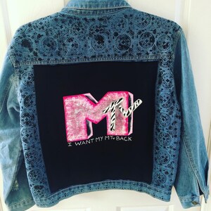 Hand painted denim jacket size large