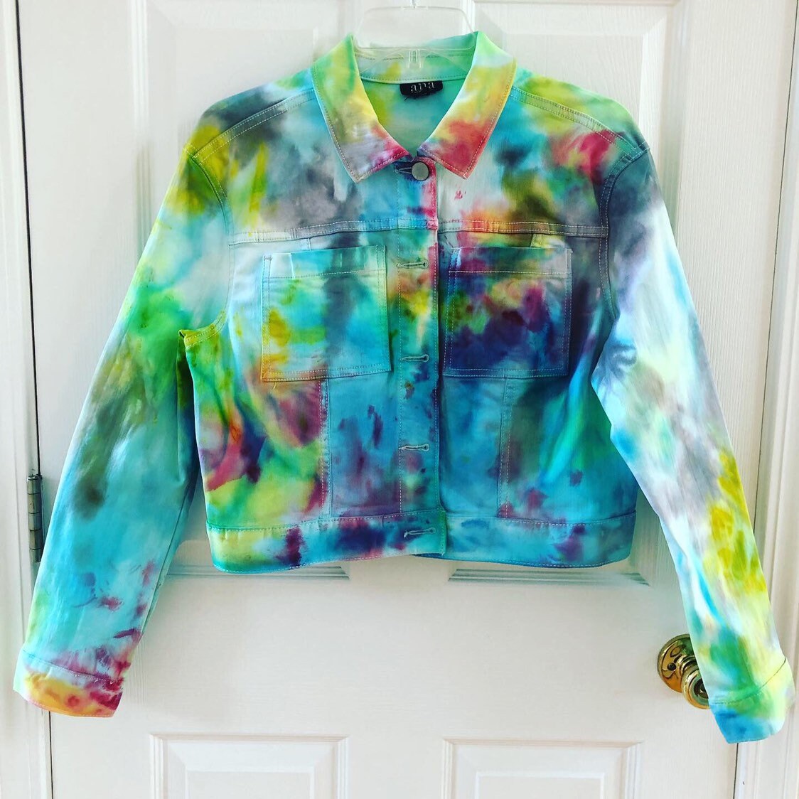 Tie Dye Awesome Crop Jean Jacket Size 