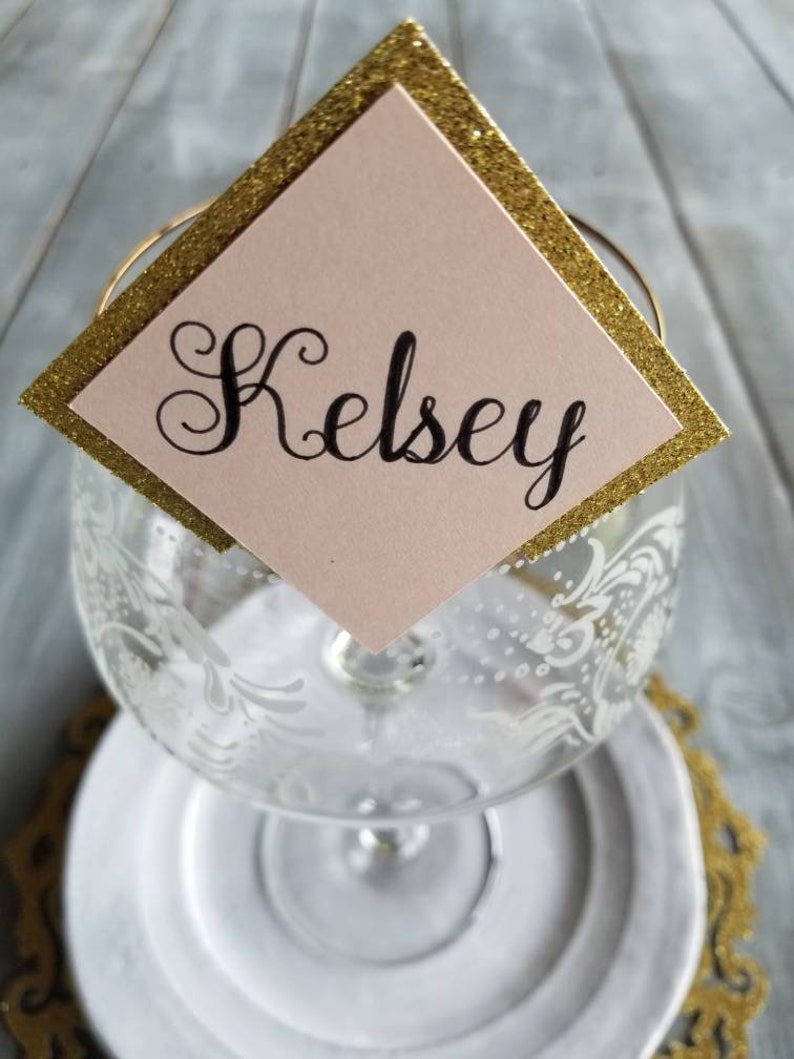 Custom place card Wine glass place card Hand written place cards Wedding place cards Party table decor Party themed place cards