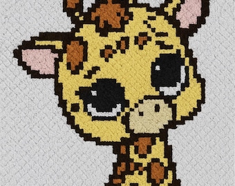 Cute Baby Giraffe Digital Pattern C2C  and SC Afghan Instructions