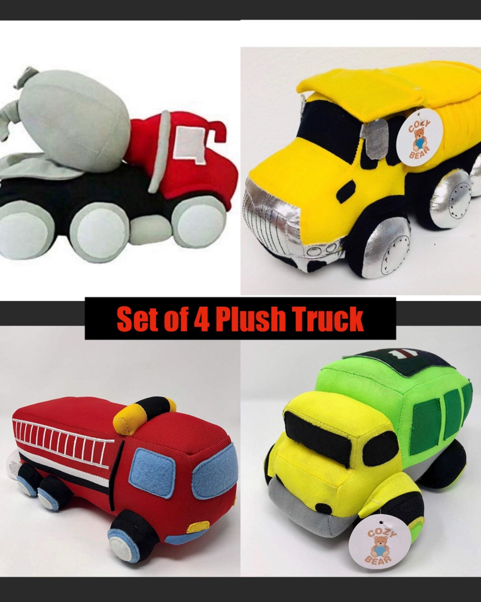 Set of 4 Plush Truck Toy Each Truck size 10 Etsy