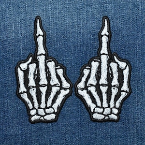 Skeleton Middle Finger Patches