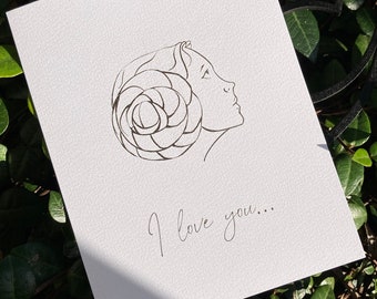 Princess Leia Hand Drawn Inked Card - For Valentines, Anniversary & More!
