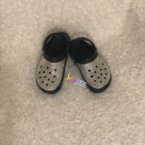 Bling Bee Crocs in Black With Denim Sizes 7 11 W/ Bedazzled | Etsy