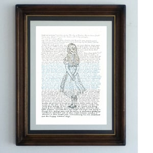 Alice's Adventures in Wonderland Poster, handgemachte Drucke von originalen Alice Illustrationen mit Ausschnitt aus dem Buchklassiker von Alice Carrol