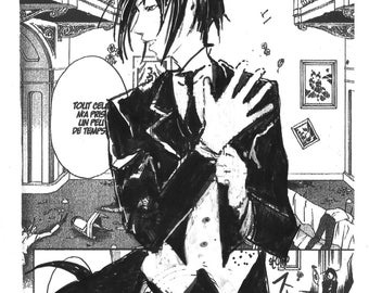 Black Butler, a restyled poster of the famous Square Enix shōnen manga, featuring Sebastian Michaelis, the demon guardian of Phantomhive