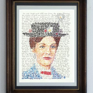 Mary Poppins, a reading poster of the classic children's book by P L Travers, famous Disney film starring Julie Andrews, print of original