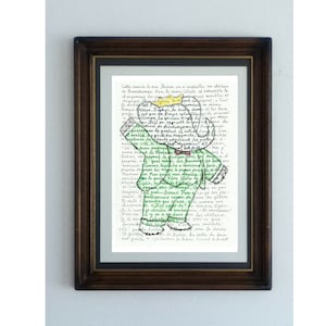 Babar, ein Porträt des Elefantenkönigs, im original französisch aus dem Märchenbuch Le Chateau de Babar von Laurent de Brunhoff