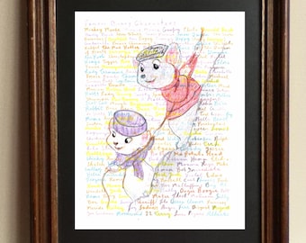 The Rescuers, een handgemaakte poster van Bernard en Miss Bianca