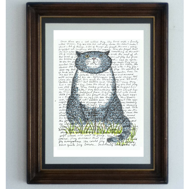 Mog The Forgetful Cat Poster: handmade illustration based on the classic Judith Kerr picture book