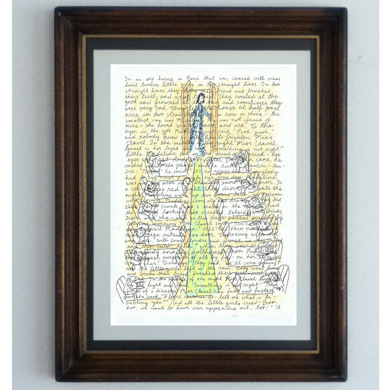 Madeline poster #2, Miss Clavel turned out the light, handwritten text by Ludwig Bemelmans