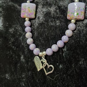 Schwestern Sterling Silber Anhänger mit Lavendar Jaspis Perlen