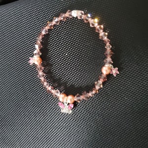 Rose Gold Swarovski Crystal Butterfly & Flowers Bracelet, Stretch  Bracelet, Crystal Stretch Bracelet