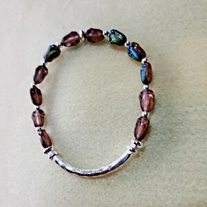 Hammered Tube with Rose glass beads