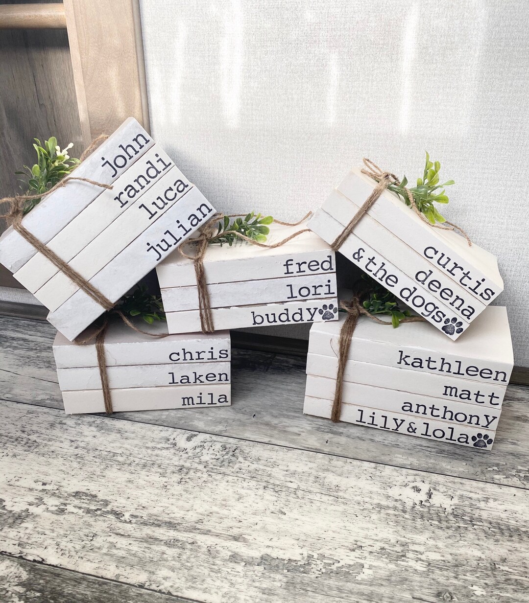 Personalized Stack Books Personalized Hand Stamped Book Stack Rustic Book Stack - Etsy