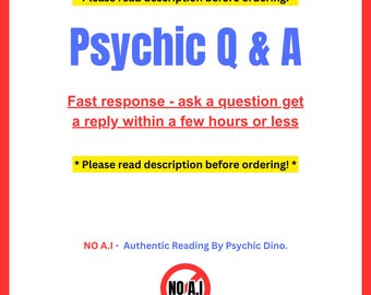 Perguntas e respostas sobre leitura psíquica, resposta rápida em poucas horas diariamente. Leia a descrição antes de fazer o pedido. Atendimento psíquico no mesmo dia.