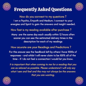 Faqs your questions about how I sit my Psychic Readings, if you have further questions please contact me thank you and blessings Psychic Dino