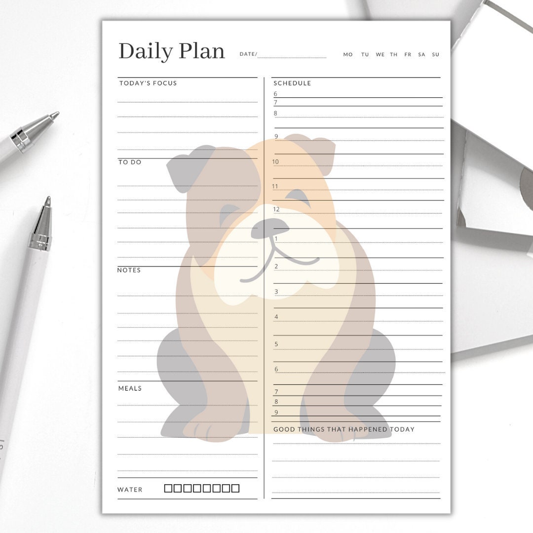 Daily Plan Printable Dog Digital Planner 2021 | Etsy